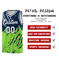 Navy Fluorescent Green Beast Pattern Sports Basketball Jersey 2