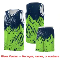 Navy Fluorescent Green Beast Pattern Sports Basketball Jersey 7