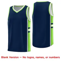 Navy Fluorescent Green Color Block Varsity Basketball Jersey 6