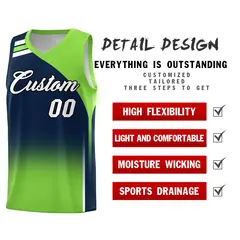 Navy Fluorescent Green Gradient Basketball Jersey 2