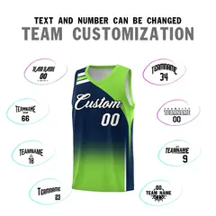 Navy Fluorescent Green Gradient Basketball Jersey 4