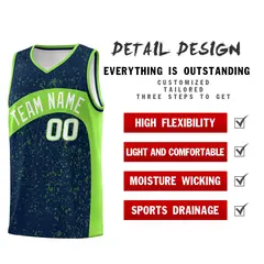 Navy Fluorescent Green Irregular Dot Graffiti Basketball Jersey 2