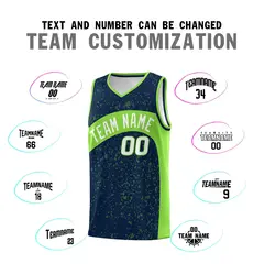 Navy Fluorescent Green Irregular Dot Graffiti Basketball Jersey 4