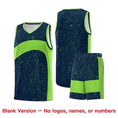 Navy Fluorescent Green Irregular Dot Graffiti Basketball Jersey 7
