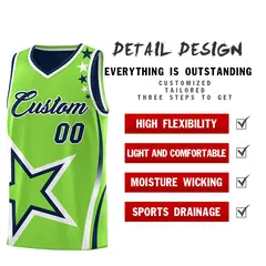 Navy Fluorescent Green White Star Series Reversible Basketball Jersey 3