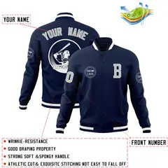 Navy Full-Snap Varsity Letterman Baseball Jacket 4