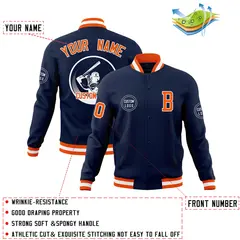 Navy Full-Snap Varsity Letterman Baseball Jacket 4