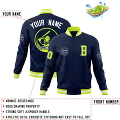 Navy Full-Snap Varsity Letterman Baseball Jacket 4