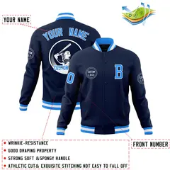 Navy Full-Snap Varsity Letterman Baseball Jacket 4