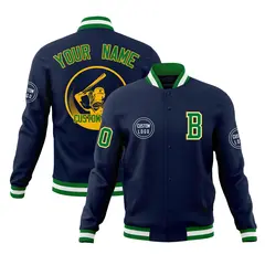 Navy Full-Snap Varsity Letterman Baseball Jacket
