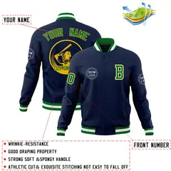 Navy Full-Snap Varsity Letterman Baseball Jacket 4