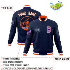 Navy Full-Snap Varsity Letterman Baseball Jacket 4
