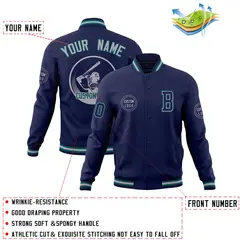 Navy Full-Snap Varsity Letterman Baseball Jacket 4