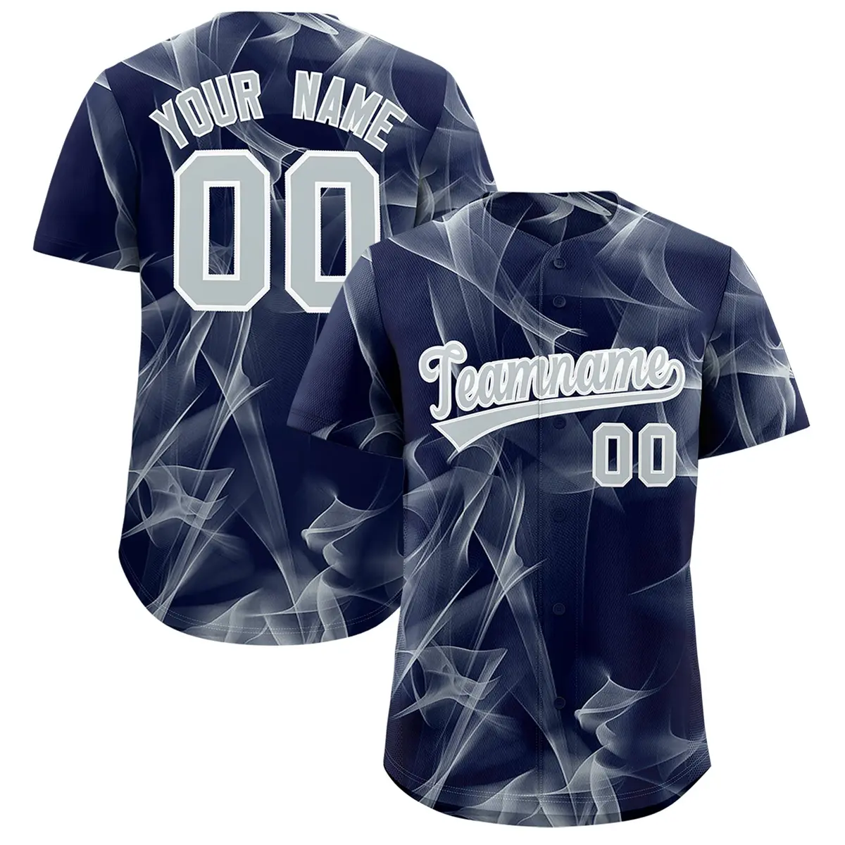 Navy Fumes Graffiti Pattern Authentic Baseball Jersey