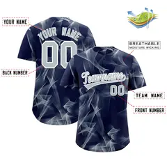 Navy Fumes Graffiti Pattern Authentic Baseball Jersey 2
