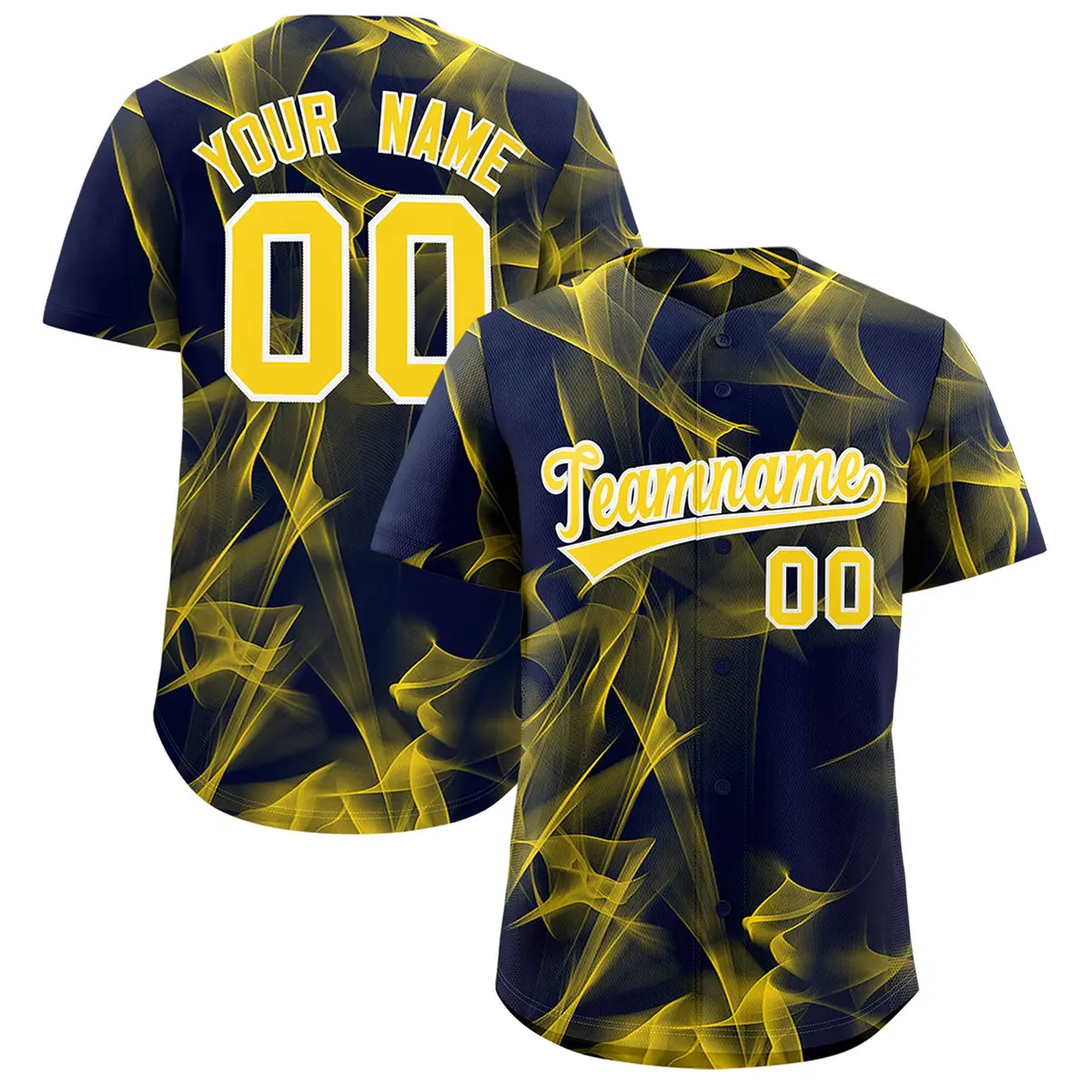 Navy Fumes Graffiti Pattern Authentic Baseball Jersey
