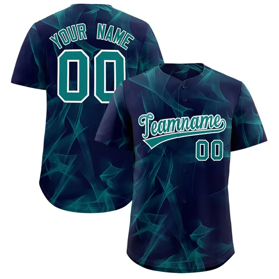 Navy Fumes Graffiti Pattern Authentic Baseball Jersey