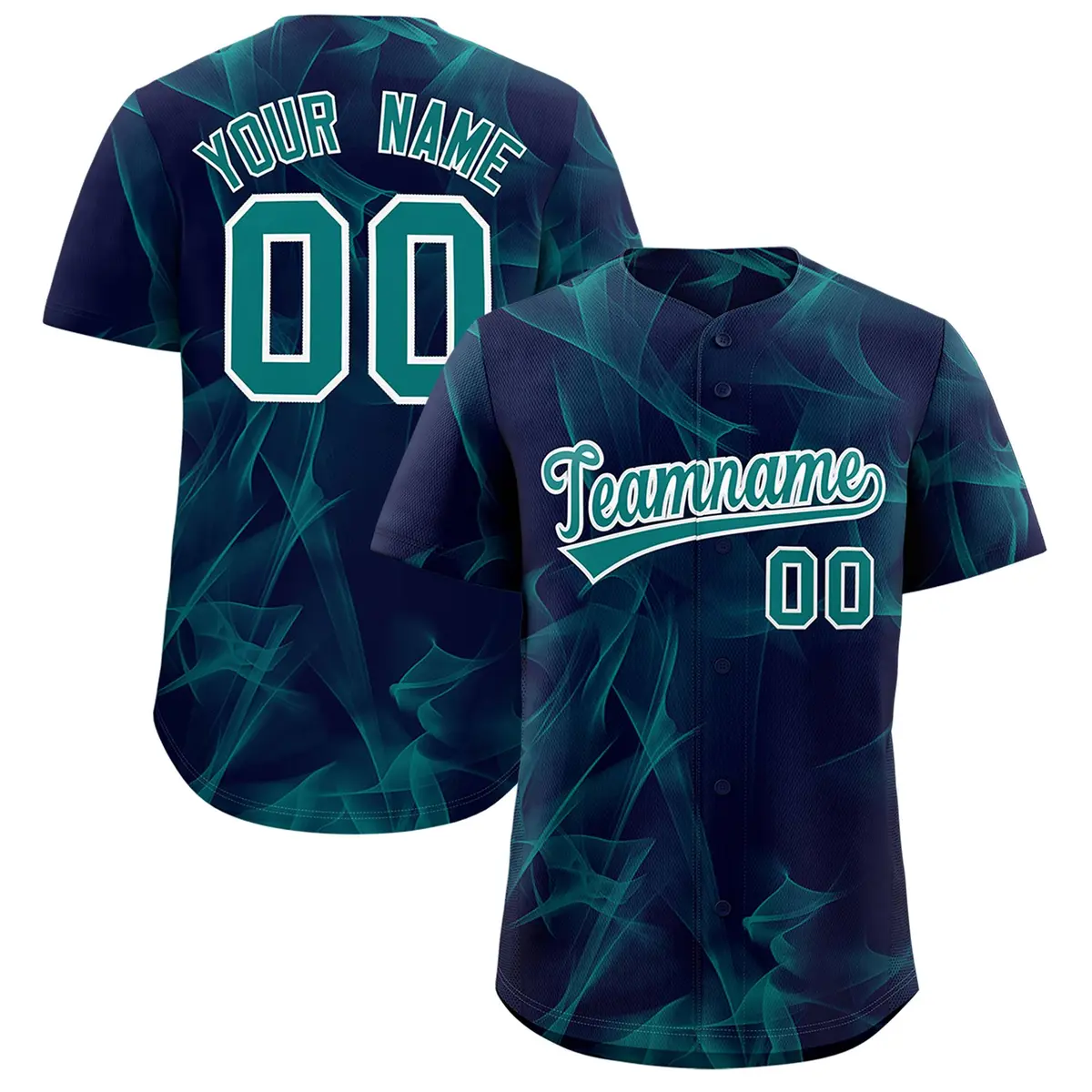 Navy Fumes Graffiti Pattern Authentic Baseball Jersey