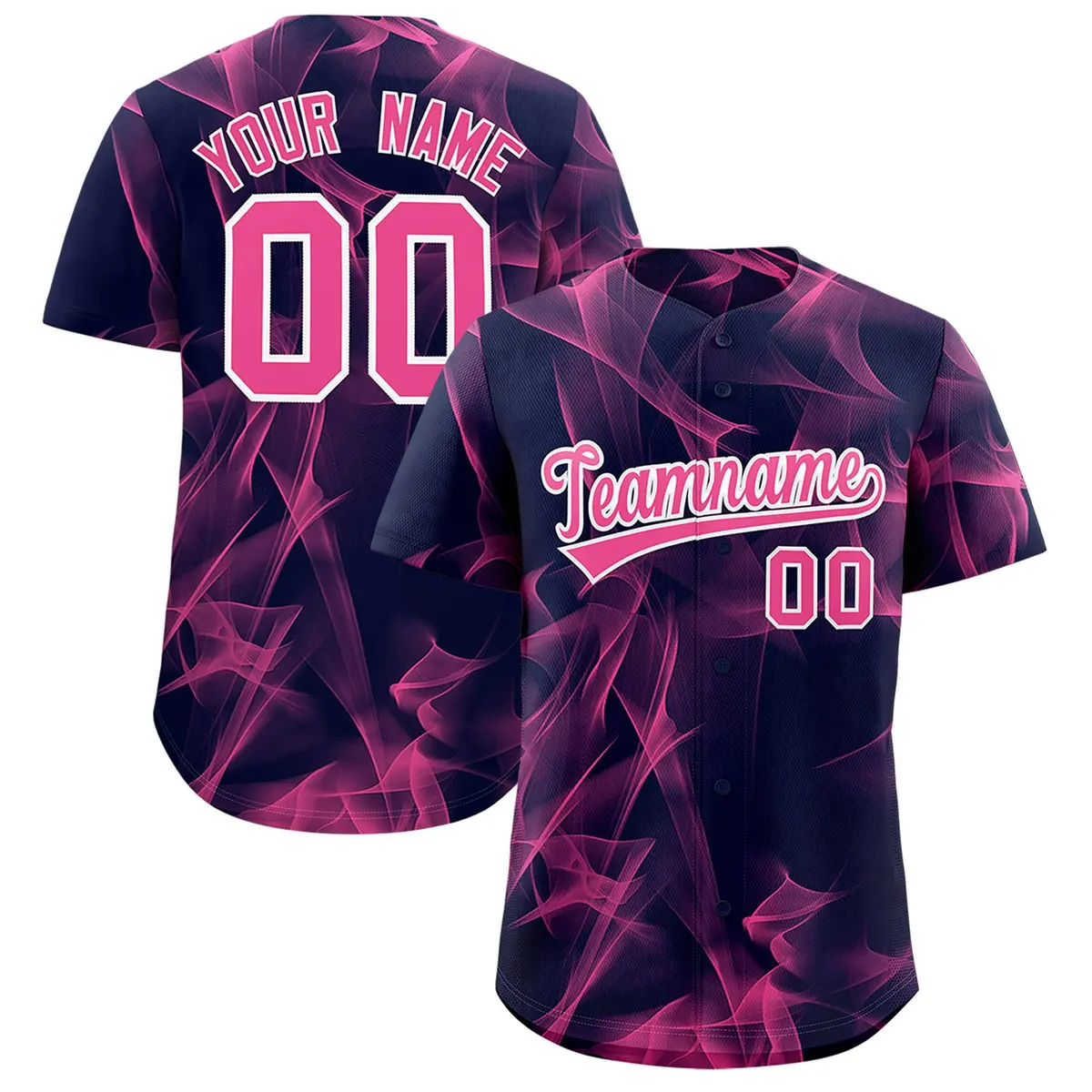 Navy Fumes Graffiti Pattern Authentic Baseball Jersey