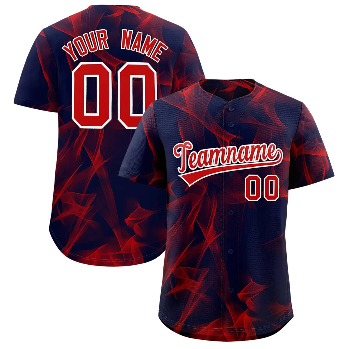 Navy Fumes Graffiti Pattern Authentic Baseball Jersey