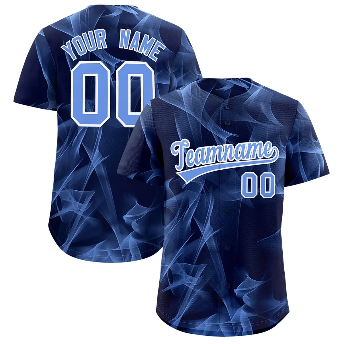 Navy Fumes Graffiti Pattern Authentic Baseball Jersey