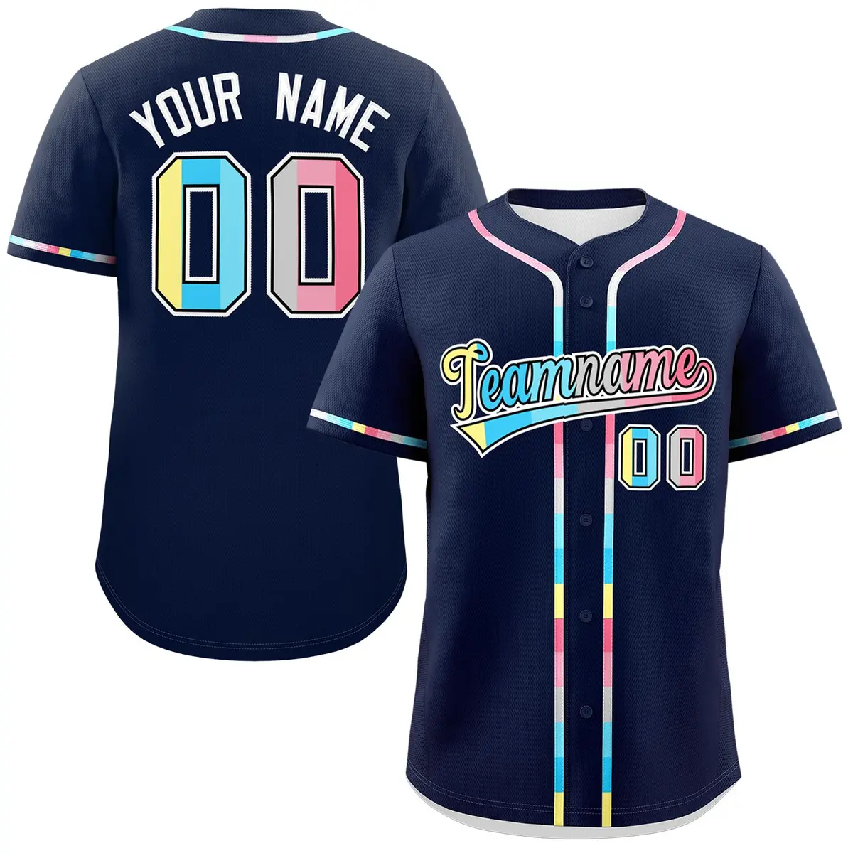 Navy Genderflux Pride Month Baseball Jersey