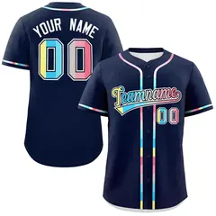 Navy Genderflux Pride Month Baseball Jersey 1
