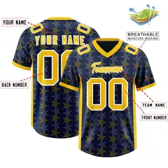 Navy Gold All Star Graffiti Pattern Football Jersey 2