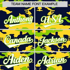 Navy Gold and Neon Green Camo Sleeveless Baseball Jersey 3