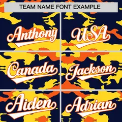 Navy Gold and Orange Camo Sleeveless Baseball Jersey 3