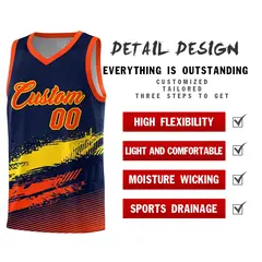 Navy Gold and Orange Graffiti Basketball Jersey 2