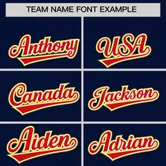 Navy Gold and Red Split Raglan Baseball Hoodie Jersey 3