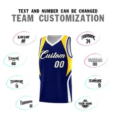 Navy Gold and White Color Block Basketball Jersey 4