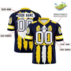 Navy Gold and White Graffiti Flag Football Jersey 2