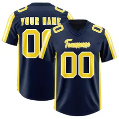 Navy Gold and White Side Stripe Football Jersey
