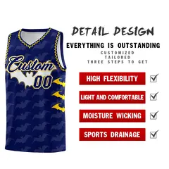 Navy Gold Bat Pattern Halloween Basketball Jersey 2