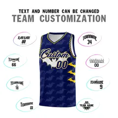 Navy Gold Bat Pattern Halloween Basketball Jersey 4