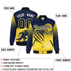 Navy Gold Black Halloween Skeleton Varsity Jacket Moisture-Wicking 2