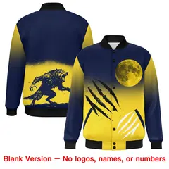 Navy Gold Black Halloween Skeleton Varsity Jacket Moisture-Wicking 8
