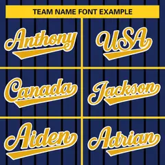 Navy Gold-Black Stripe Full Button Baseball Jersey 3