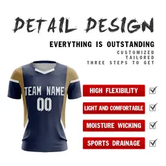 Navy Gold Breathable Sport Soccer Jersey 2