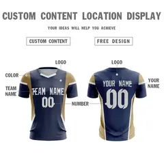 Navy Gold Breathable Sport Soccer Jersey 4