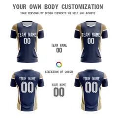 Navy Gold Breathable Sport Soccer Jersey 5