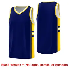 Navy Gold Classic Color Block Varsity Basketball Jersey 6