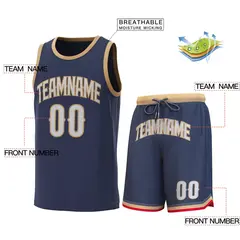 Navy Gold Classic Sets Basketball Jersey 2