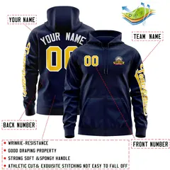 Navy Gold Classic Varsity Full-Zip Letterman Jacket Hoodie 4