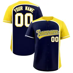 Navy Gold Color Block Authentic Baseball Jersey 1