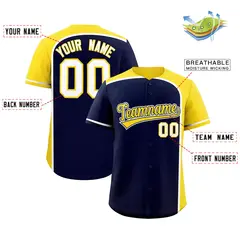 Navy Gold Color Block Authentic Baseball Jersey 2
