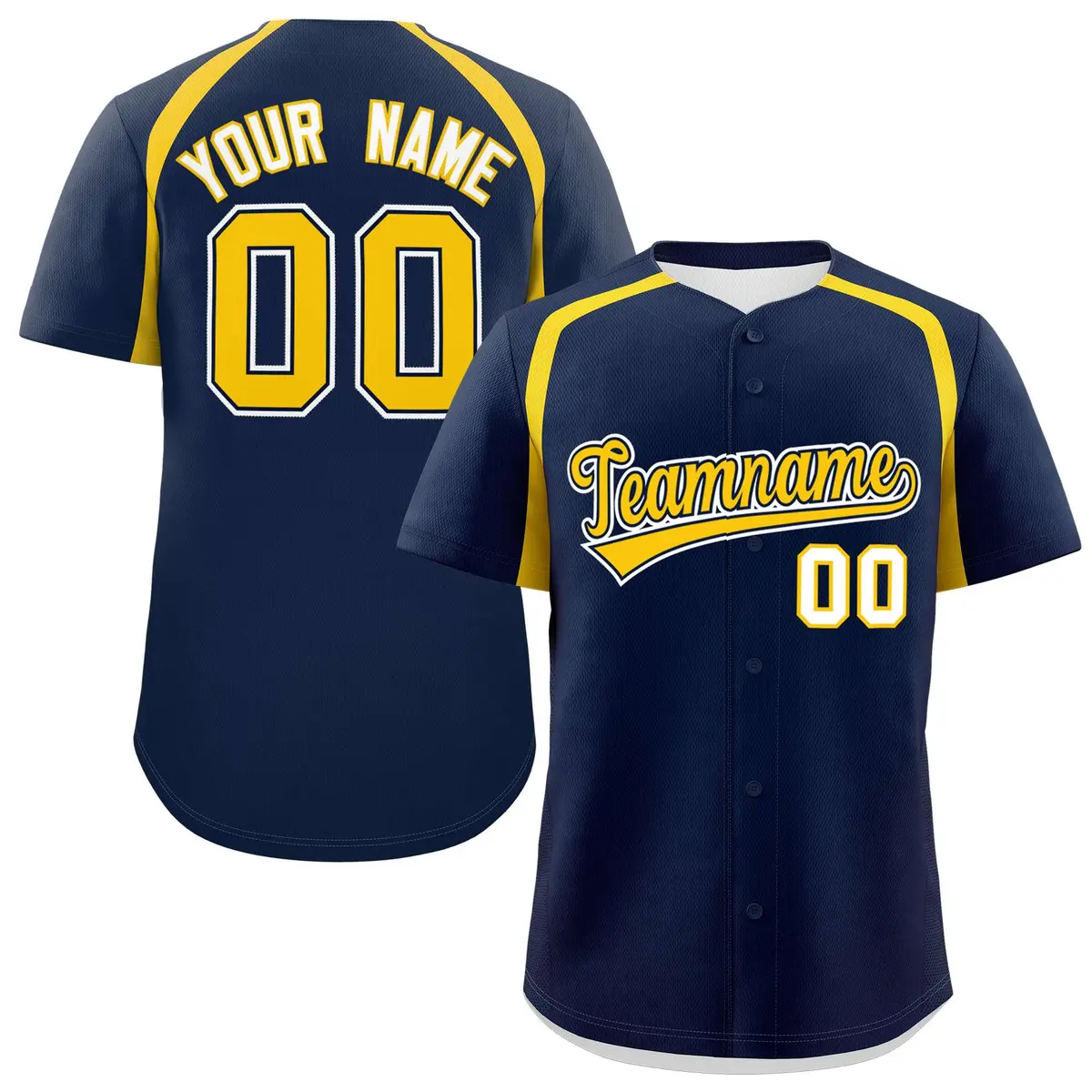 Navy Gold Color Block Authentic Baseball Jersey