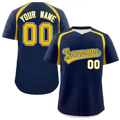 Navy Gold Color Block Authentic Baseball Jersey 1